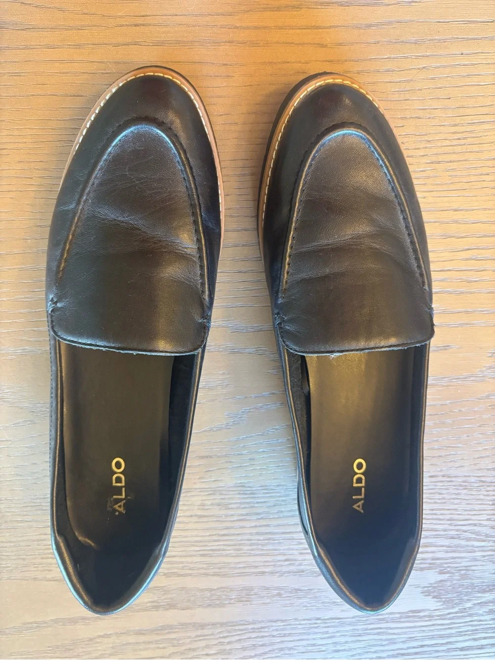 NWOT ALDO Women's Black Leather Slip-On Loafers